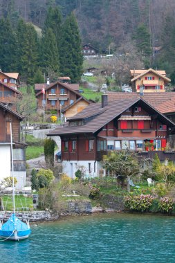 manzara vintage köyü civarında lake thun, İsviçre