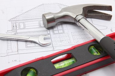 İnşaat araçları ile ev planı