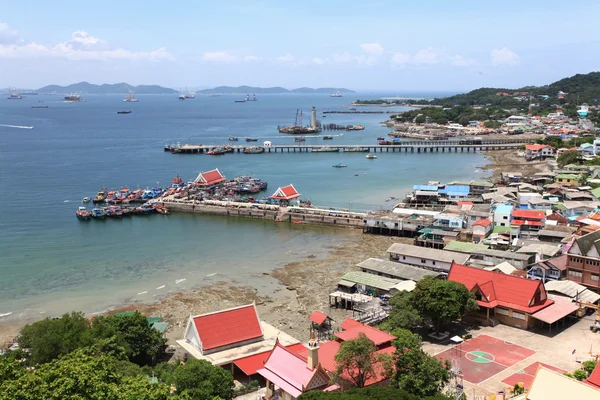 Aerial view fisherman village pier — Stock Photo, Image