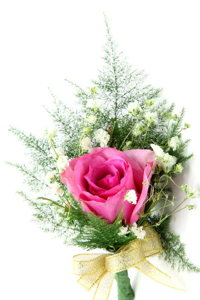 Φυσικό ροζ τριαντάφυλλο κορσάζ, κάθετη — Φωτογραφία Αρχείου