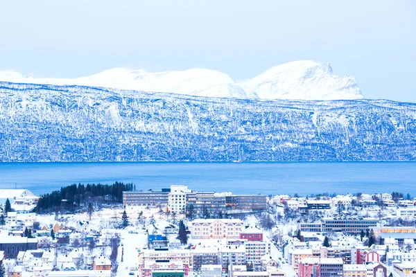 Paysage urbain de Narvik au crépuscule Norvège — Photo