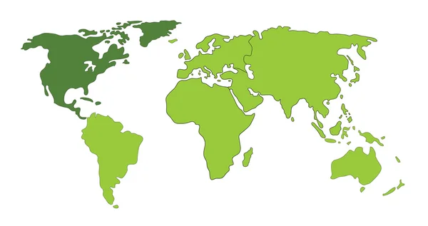 Amérique du Nord Carte du monde — Image vectorielle