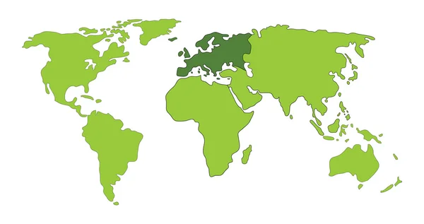 Wurope Mappa del mondo — Vettoriale Stock