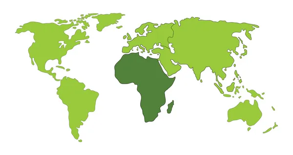 Africa Mappa del mondo — Vettoriale Stock