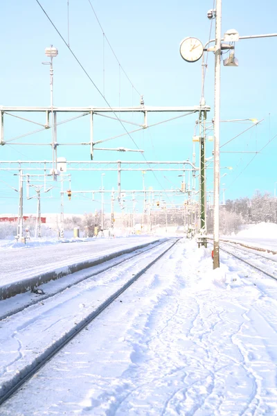 Paisaje del ferrocarril de invierno — Foto de Stock