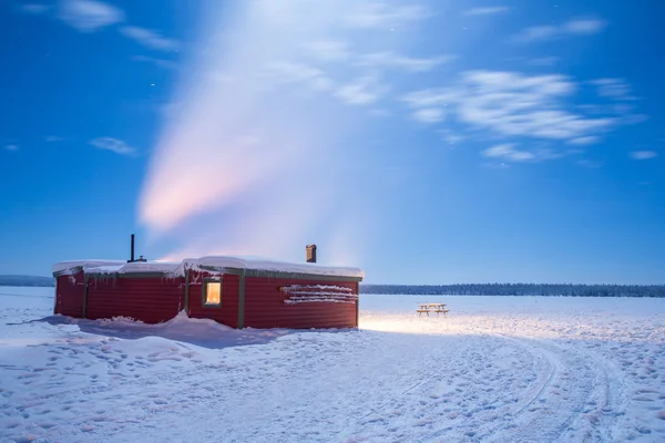 Paysage hivernal Suède Laponie Nuit — Photo