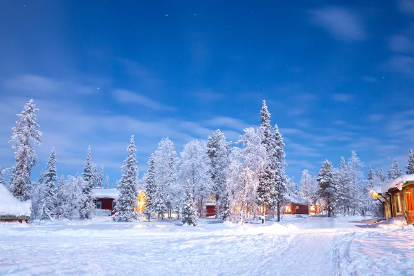 Χειμερινό τοπίο Σουηδία Λαπωνία νύχτα — ストック写真