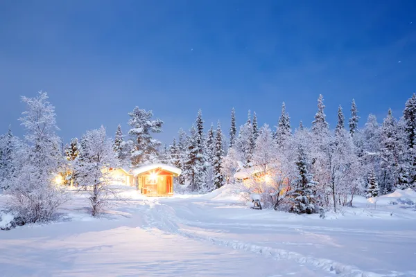 Kış gecesi lapland İsveç — Stok fotoğraf