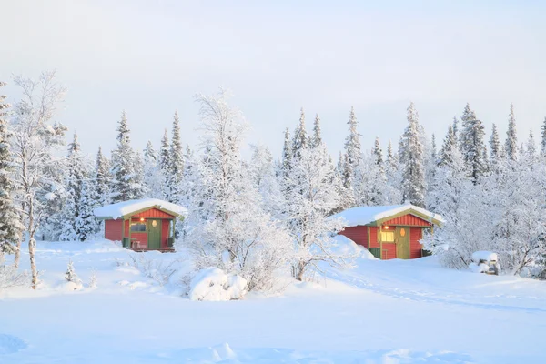 Salida del sol en el paisaje de invierno Suecia —  Fotos de Stock