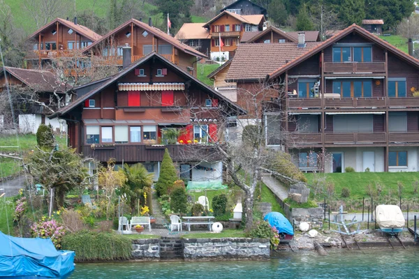 Vintage town around lake Thun, Switzerland — Stock Photo, Image