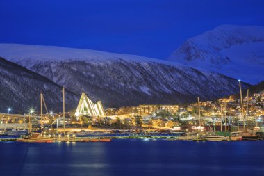 Tromso Cityscape at dusk clipart
