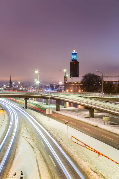 Stockholm cityhall på natten — Stockfoto