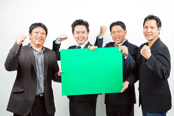 Empresários com banner — Fotografia de Stock