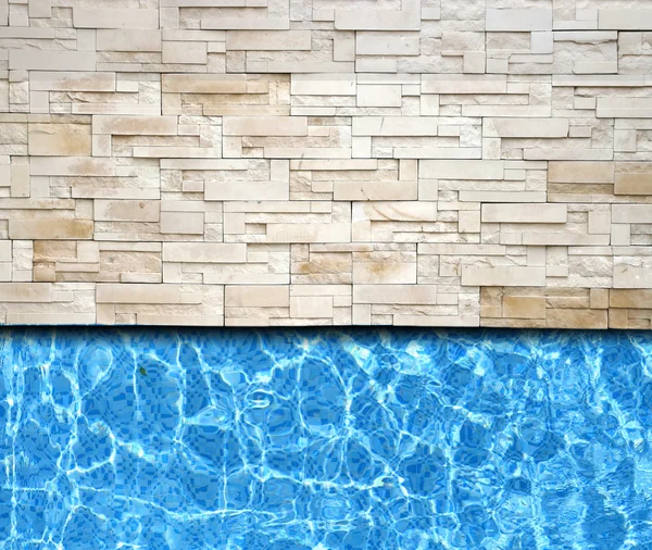 Modern brick pavement with pool background — Stock Photo, Image