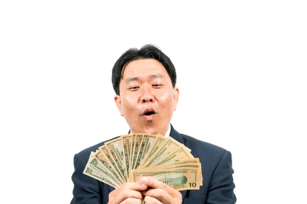 Zakenman bedrijf geld — Stockfoto