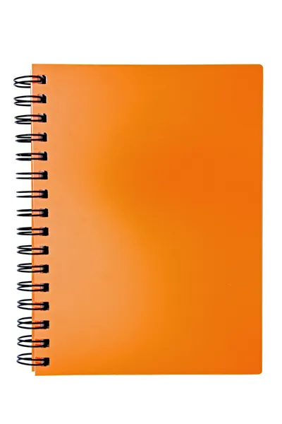 Livro de encadernação anel laranja em branco isolado — Fotografia de Stock