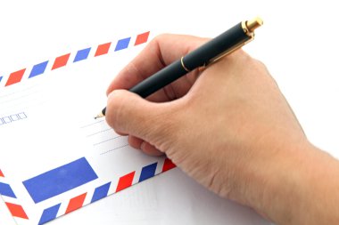perspektif el hava posta zarfı üzerine adres yazmak