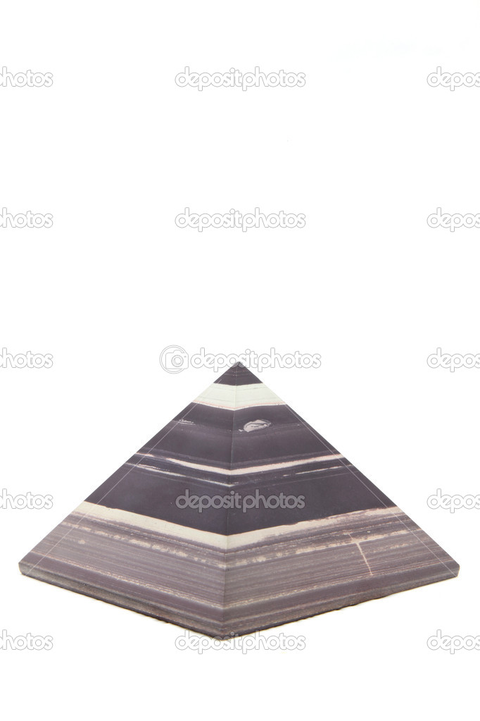 isolated brown stone pyramid on white