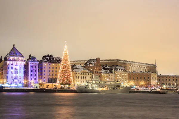 Stockholm stad bij nacht — Stockfoto