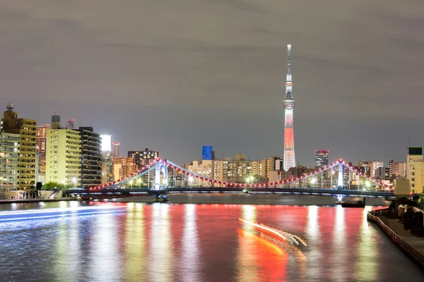 Tokio skytree v noci — Stock fotografie