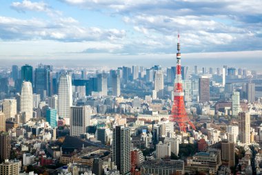 Tokyo Tower with skyline cityscape in Japan clipart