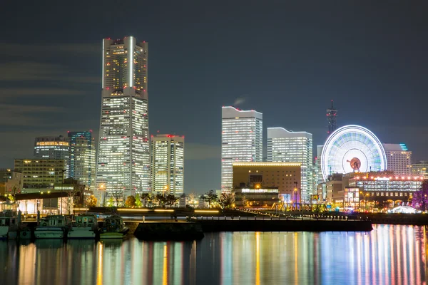 Yokohama skyline nacht japan — Stockfoto