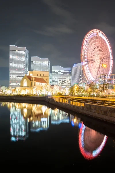 Yokohama skyline nacht japan — Stockfoto