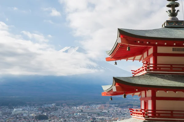 Red pagoda with Mountain Fuji — Stock Photo, Image