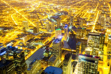 gece downtown Chicago şehir