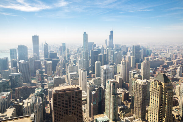 Aerial view of Chicago city USA