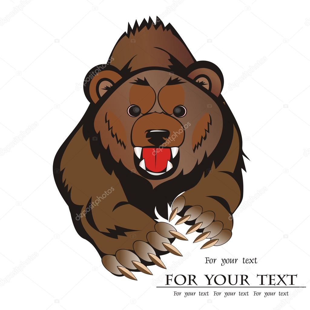 Brown bear - Woodland animal cartoon isolated on white background color vector illustration