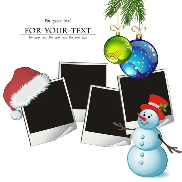 Kırmızı yay ile üç Noel fotoğraf çerçevesi