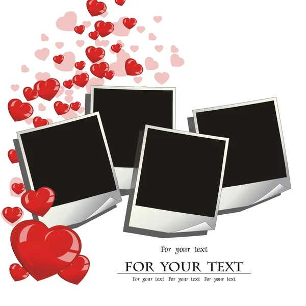 romantik arka plan ile kalpleri fotoğraf, vektörel çizim