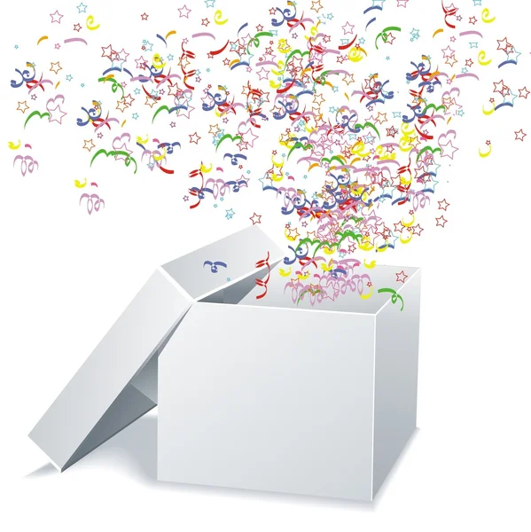 havai fişek konfeti vektör arka plan ile hediye açmak.