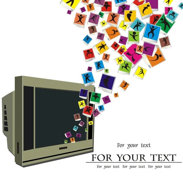 Ilustração de isolado um retro tv com tela colorida em branco — Vetor de Stock