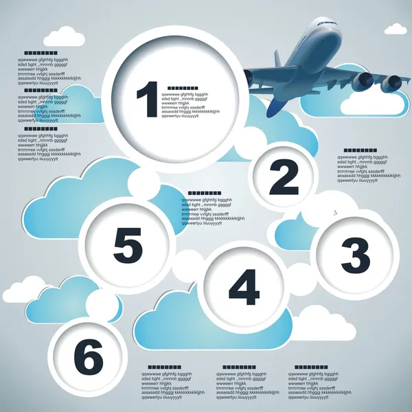 Burbujas publicitarias vectoriales con avión — Vector de stock