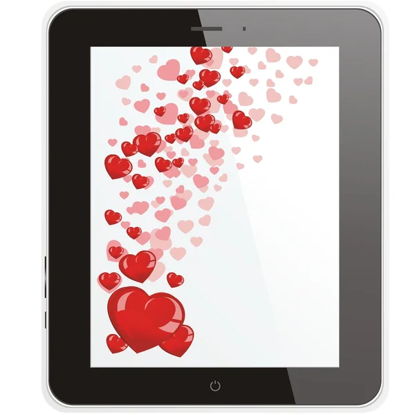 Botón de cristal del corazón en la tableta de diseño. ilustración vectorial — Archivo Imágenes Vectoriales
