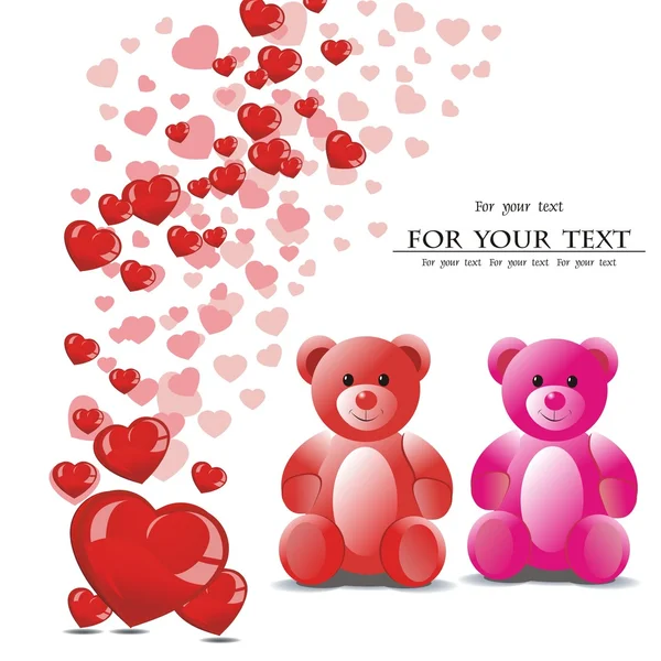 Zoete vector teddybeer met hart — Stockvector