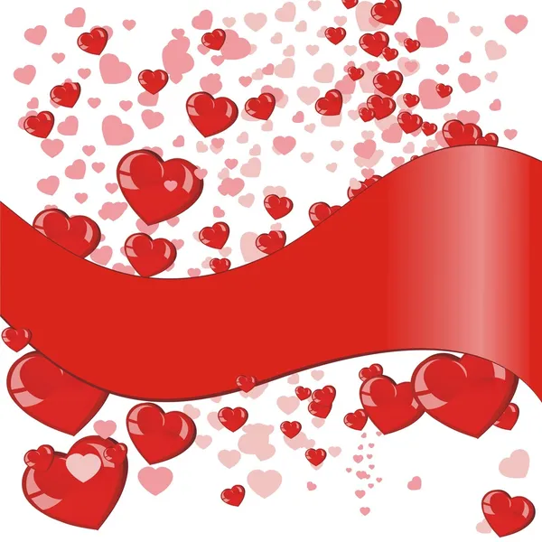 Banner de cinta en forma de caliente Día de San Valentín Tarjeta vector ilustración — Vector de stock