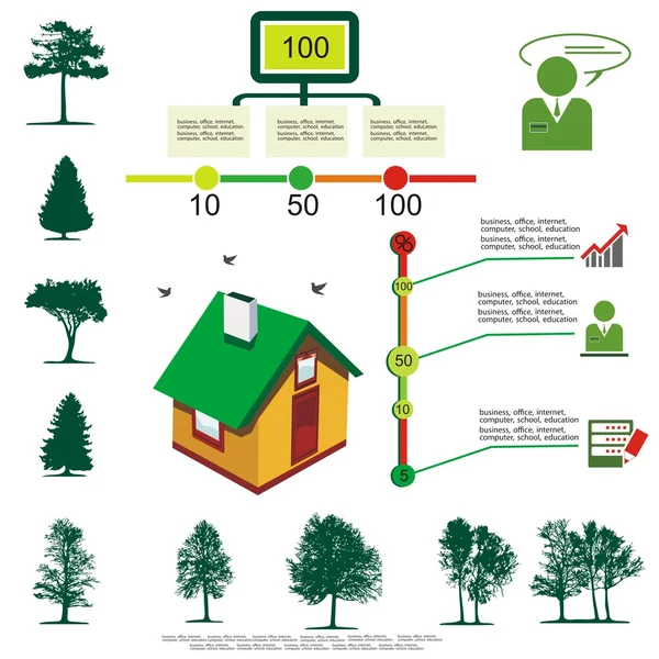 De ecologische huis in een achtergrond vector een blad van een boom de hetero idee — Stockvector