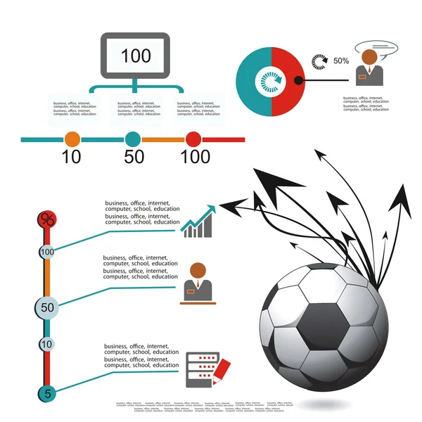 Isolé un ballon de football un vecteur le calendrier d'un match d'une victoire — Image vectorielle