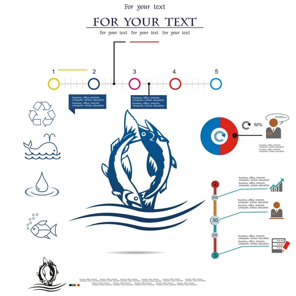 La imagen vectorial de los peces de la pesca moderno ecológico — Archivo Imágenes Vectoriales