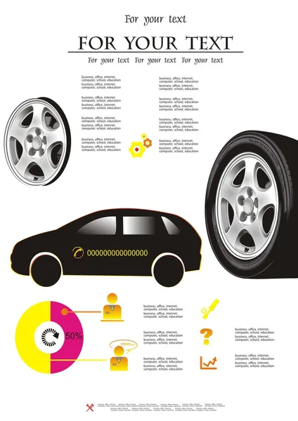 Ruedas, neumáticos. en el blanco. vector de reparación de coche — Vector de stock