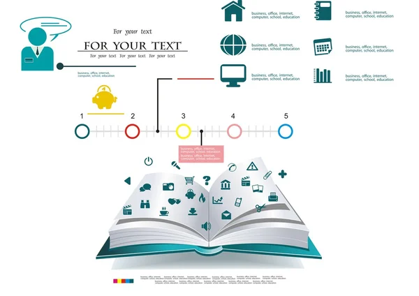 Illustration vectorielle du livre ouvert avec des signes — Image vectorielle