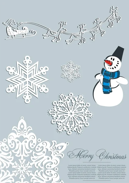 Snowman snowflake vector new year — Stock Vector