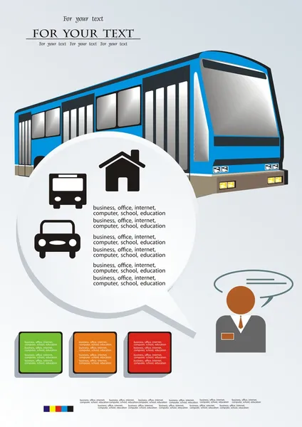 Transtime el autobús en papel un fondo. Ilustración vectorial . — Vector de stock