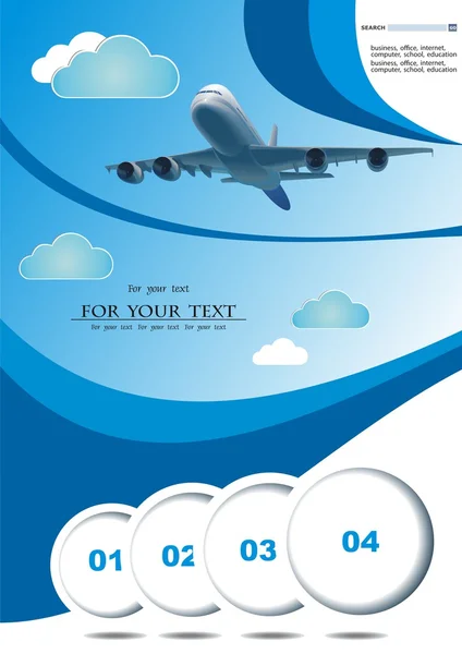 vektör çizimi seyahat fotoğraf mavi gökyüzü önce uçak ile.