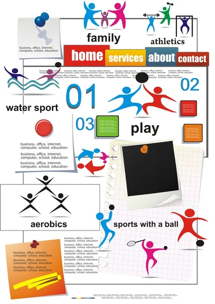 World of sports meets. Vector illustration sports web design — Stock Vector