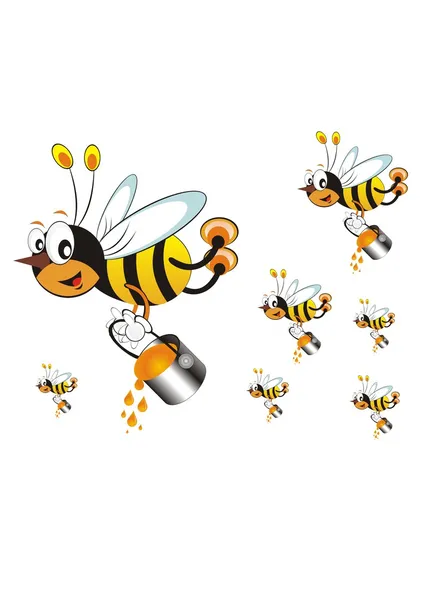 Las abejas en blanco un vector — Vector de stock