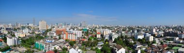 Mavi gökyüzü üzerinde Bangkok panorama
